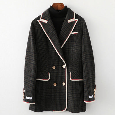 Olivia Grace Woolen Plaid Coat