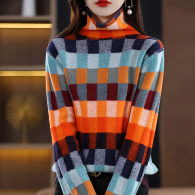 Vintage Mosaic Turtleneck Sweater