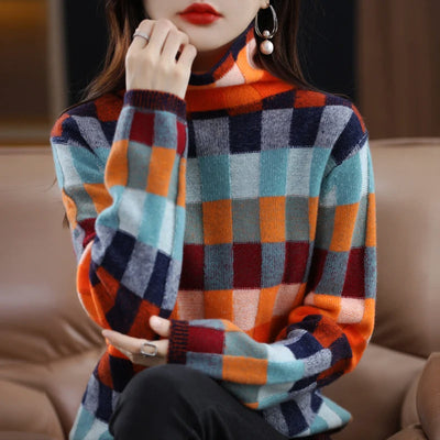 Vintage Mosaic Turtleneck Sweater