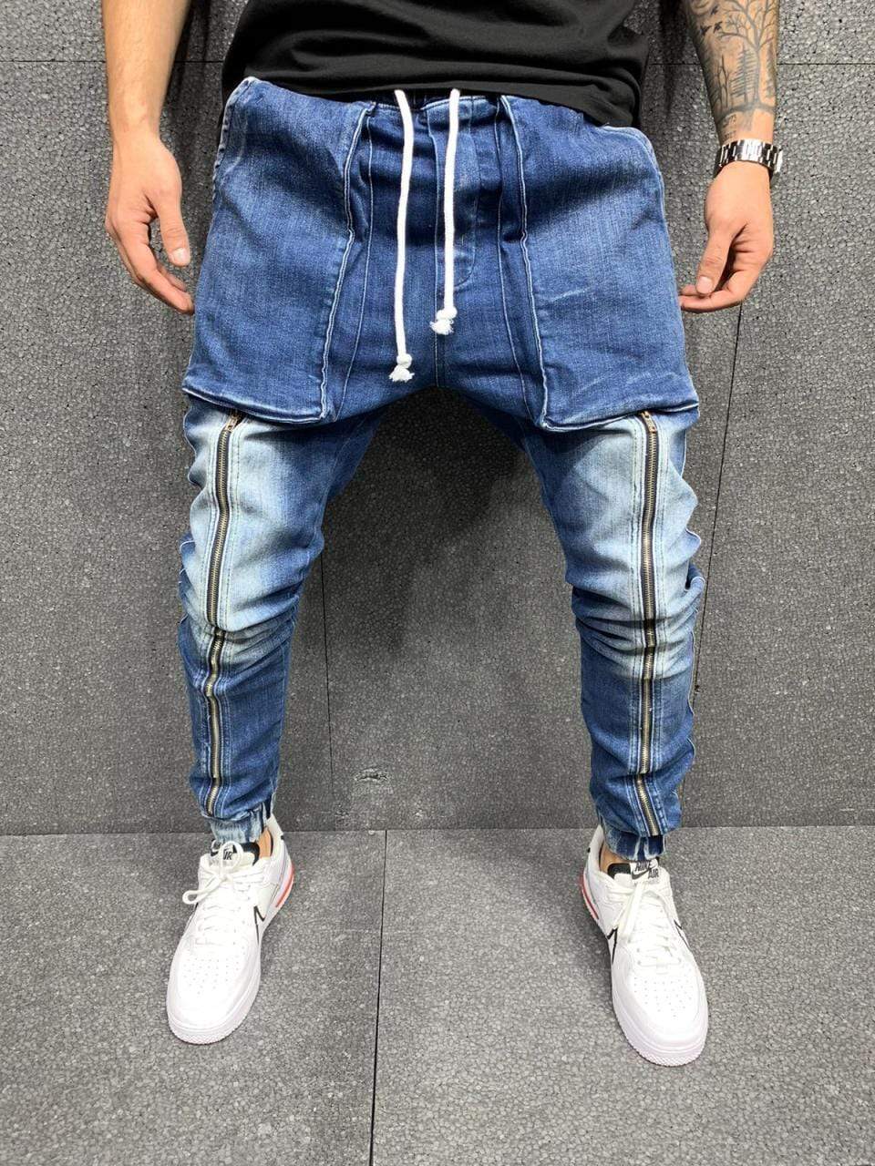 Premium Half Front Zipper Jeans