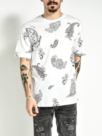 Weißes T-Shirt mit Bandana