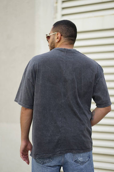 Graues Barbershop-Übergröße-T-Shirt