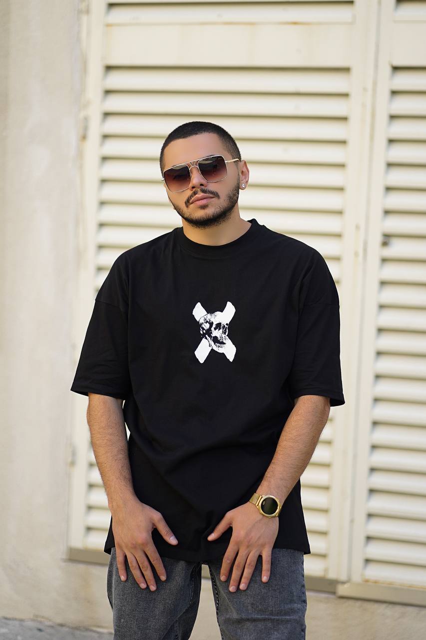 X - Totenkopf-Übergröße-T-Shirt