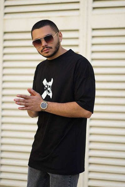 X - Totenkopf-Übergröße-T-Shirt
